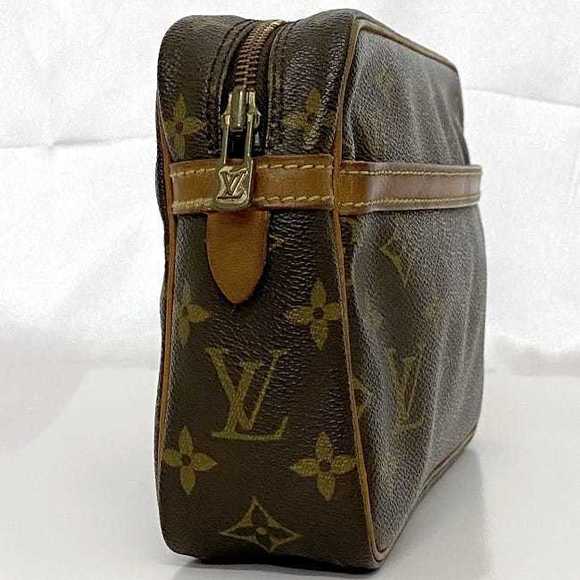 Louis Vuitton Pouch Shoulder Clutch Compigne Handbag Bag Zipper Brown - Picture 1 of 9